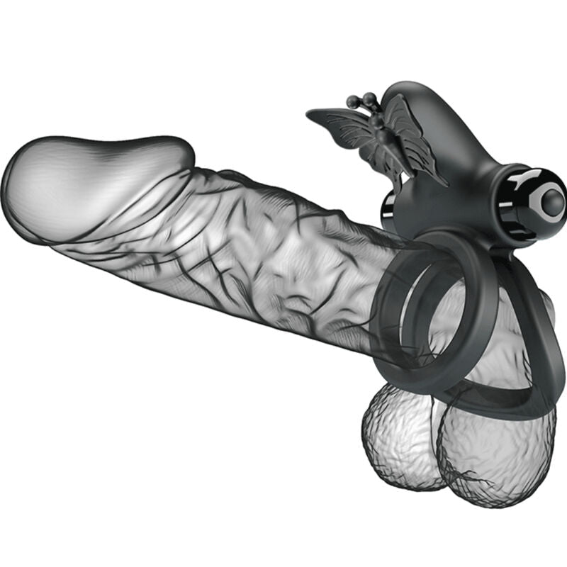 PRETTY LOVE - DOUBLE VIBRATING RING WITH BLACK STIMULATOR - Kink&Play