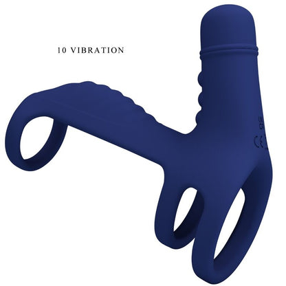 PRETTY LOVE - ELISH VIBRATING RING WITH EXTENSION BLUE - Kink&Play