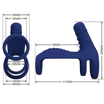 PRETTY LOVE - ELISH VIBRATING RING WITH EXTENSION BLUE - Kink&Play