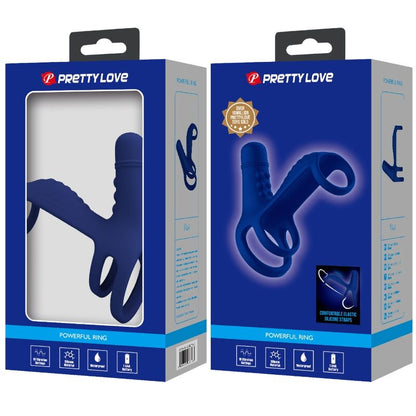 PRETTY LOVE - ELISH VIBRATING RING WITH EXTENSION BLUE - Kink&Play