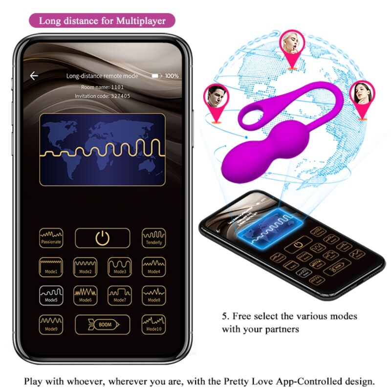 PRETTY LOVE - ELVIRA RECHARGEABLE VIBRATING BALLS PURPLE - Kink&Play