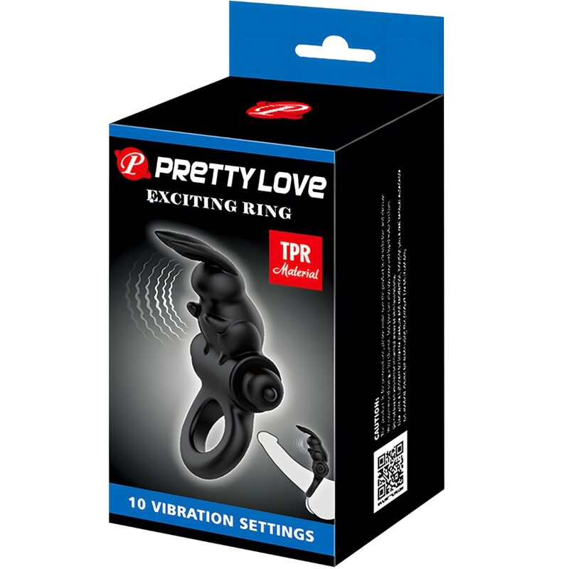 PRETTY LOVE - EXCITING RING RABBIT VIBRATOR RING 10 VIBRATIONS BLACK - Kink&Play