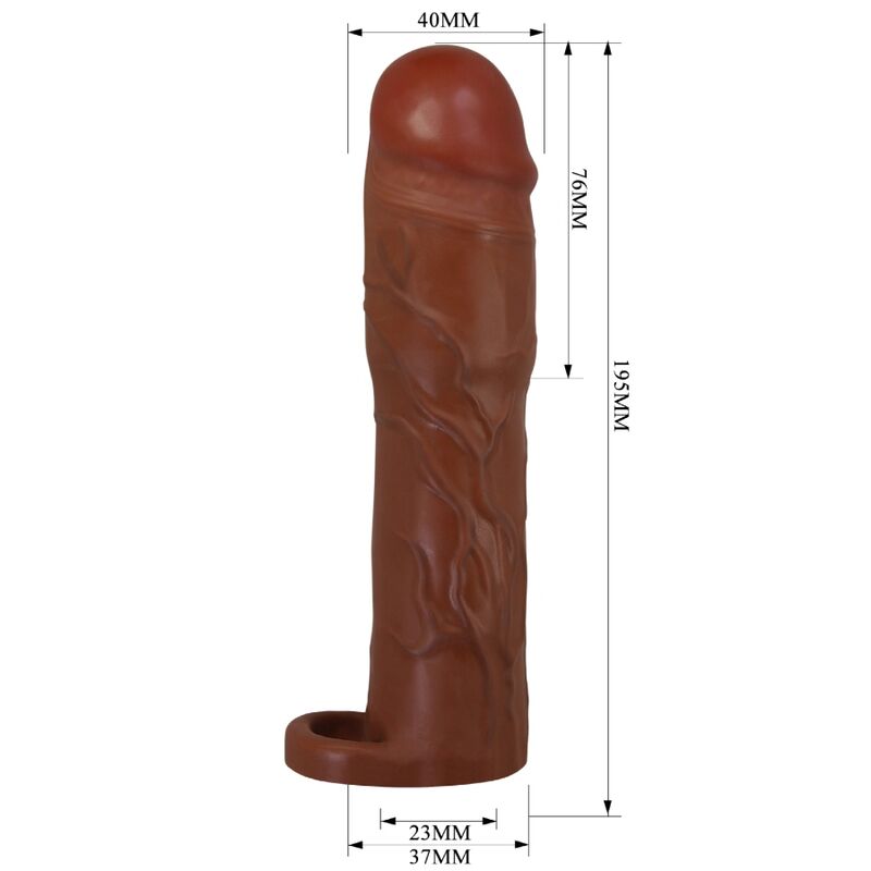 PRETTY LOVE - GERD PENIS SLEEVE WITH 7.6 CM EXTENSION MULATTO - Kink&Play