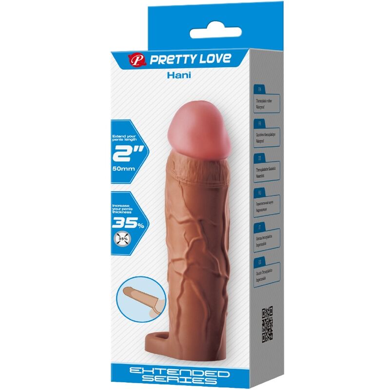 PRETTY LOVE - HANI PENIS SLEEVE WITH 5 CM EXTENSION MULATTO - Kink&Play