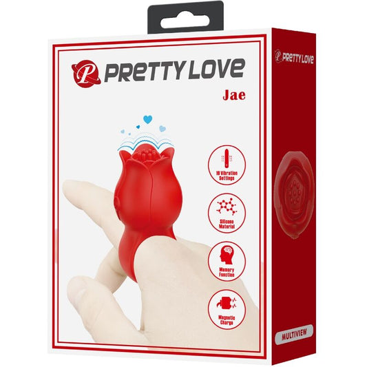 PRETTY LOVE - JAE ROSE SHAPED FINGER VIBRATOR 10 VIBRATIONS RED - Kink&Play