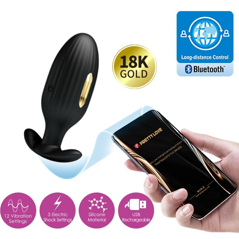 PRETTY LOVE - JEFFERSON APP CONTROLLED ANAL PLUG BLACK - Kink&Play