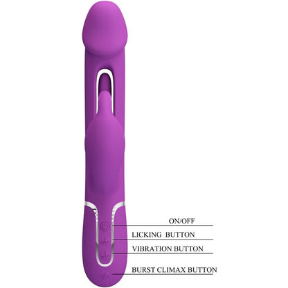 PRETTY LOVE - KAMPAS 3 IN 1 MULTIFUNCTION RABBIT VIBRATOR PURPLE - Kink&Play
