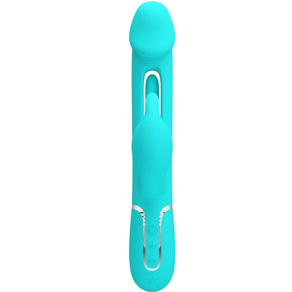 PRETTY LOVE - KAMPAS RABBIT 3 IN 1 MULTIFUNCTION VIBRATOR WITH TONGUE AQUA GREEN - Kink&Play