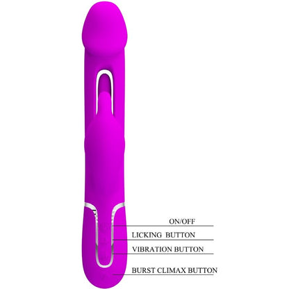 PRETTY LOVE - KAMPAS RABBIT 3 IN 1 MULTIFUNCTION VIBRATOR WITH TONGUE FUCHSIA - Kink&Play