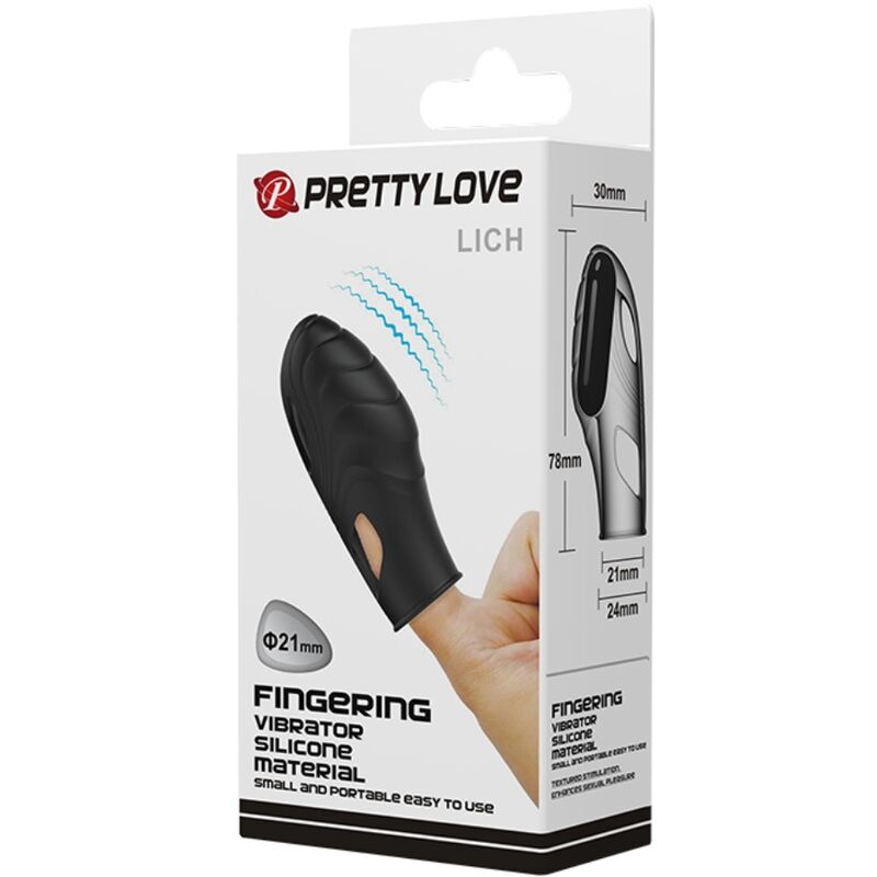 PRETTY LOVE - LICH SILICONE FINGER VIBRATOR BLACK - Kink&Play