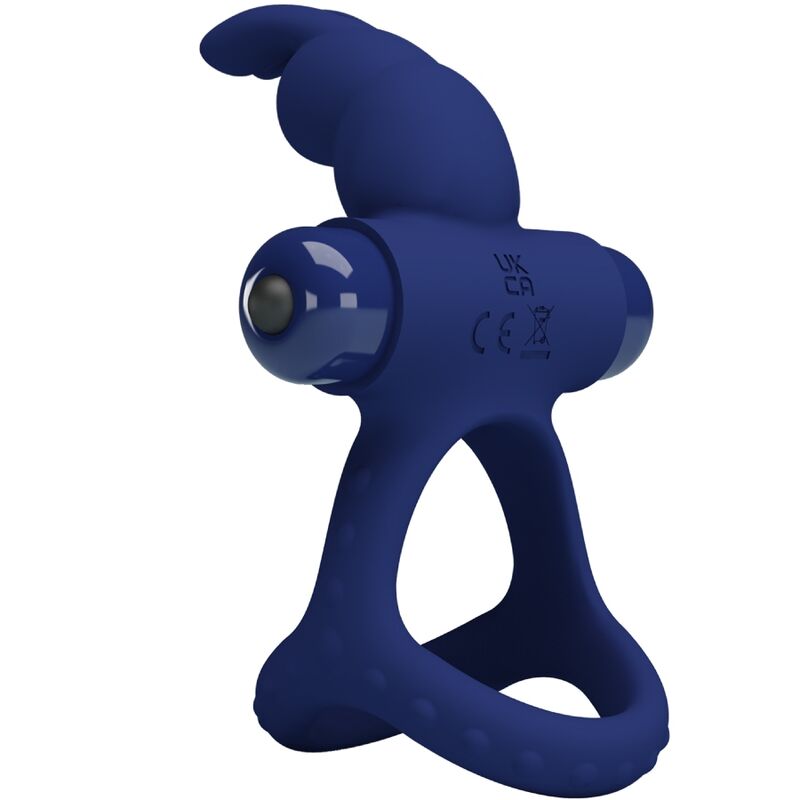 PRETTY LOVE - LUCHITO DOUBLE VIBRATING RING RABBIT BLUE - Kink&Play