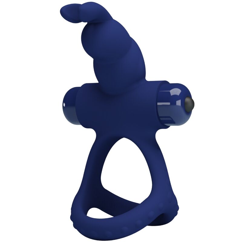 PRETTY LOVE - LUCHITO DOUBLE VIBRATING RING RABBIT BLUE - Kink&Play