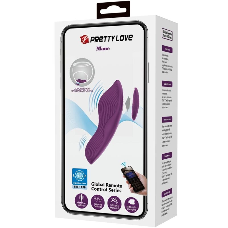 PRETTY LOVE - MANE LAY ON CLITORIS MASSAGER 10 VIBRATIONS REMOTE CONTROL PURPLE - Kink&Play