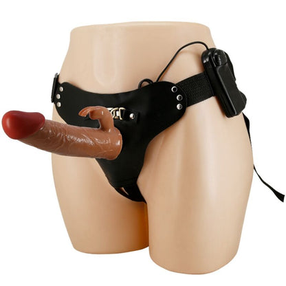 PRETTY LOVE - MARION HARNESS UNIVERSAL BRIEFS WITH VIBRATION DILDO 19 CM BROWN - Kink&Play