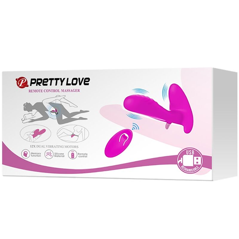 PRETTY LOVE - MASSAGER & VIBRATOR 12 VIBRATIONS REMOTE CONTROL PURPLE - Kink&Play