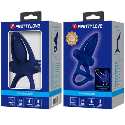PRETTY LOVE - MAT DOUBLE RING WITH VIBRATION & STIMULATOR BLUE - Kink&Play