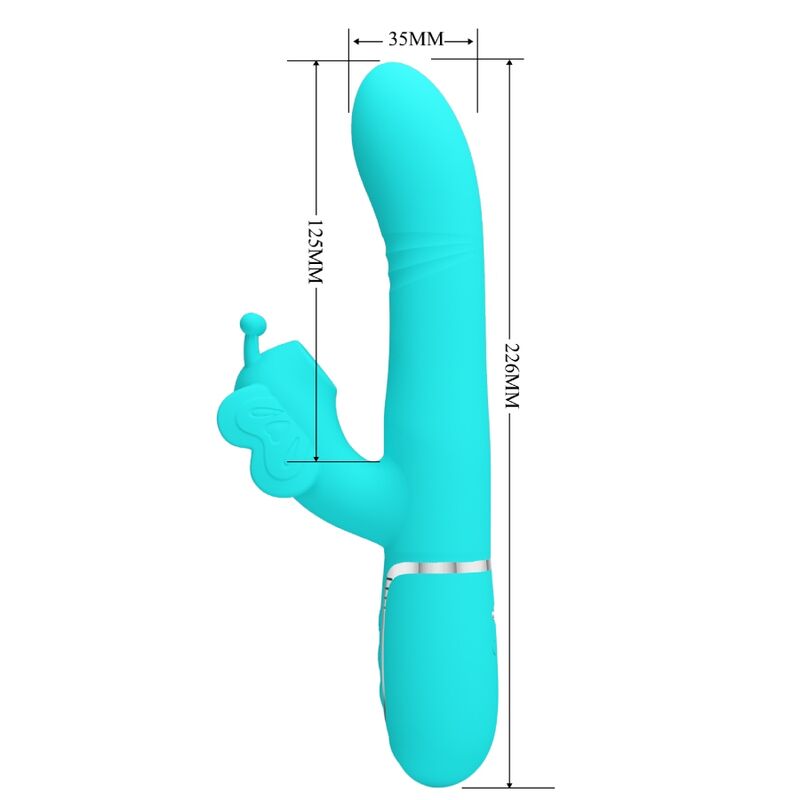 PRETTY LOVE - MULTIFUNCTION RABBIT VIBRATOR 4 IN 1 BUTTERFLY AQUA GREEN - Kink&Play