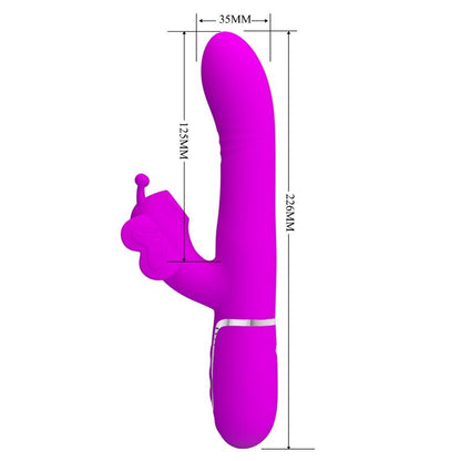 PRETTY LOVE - MULTIFUNCTION RABBIT VIBRATOR 4 IN 1 BUTTERFLY FUCHSIA - Kink&Play