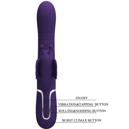 PRETTY LOVE - MULTIFUNCTION RABBIT VIBRATOR 4 IN 1 BUTTERFLY PURPLE - Kink&Play