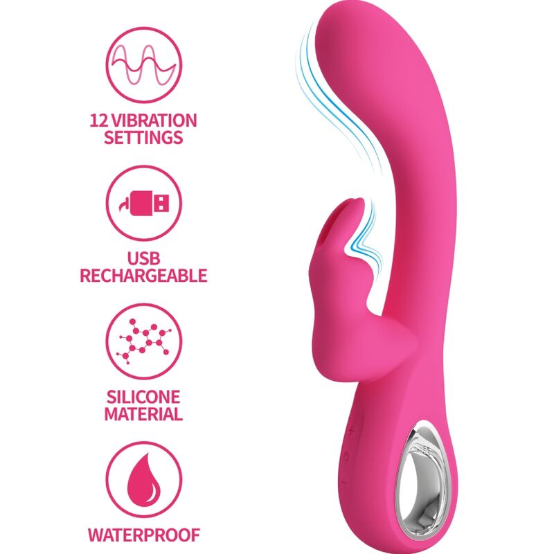 PRETTY LOVE - NOVAK RABBIT VIBRATOR 12 VIBRATIONS PINK - Kink&Play