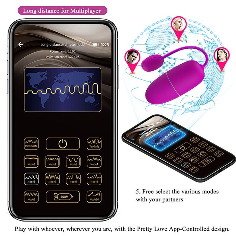 PRETTY LOVE - NYMPH VIBRATING EGG APP CONTROLLED PURPLE - Kink&Play
