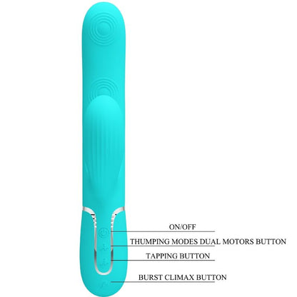 PRETTY LOVE - PERLITA MULTIFUNCTION 3 IN 1 G - SPOT VIBRATOR AQUA GREEN - Kink&Play