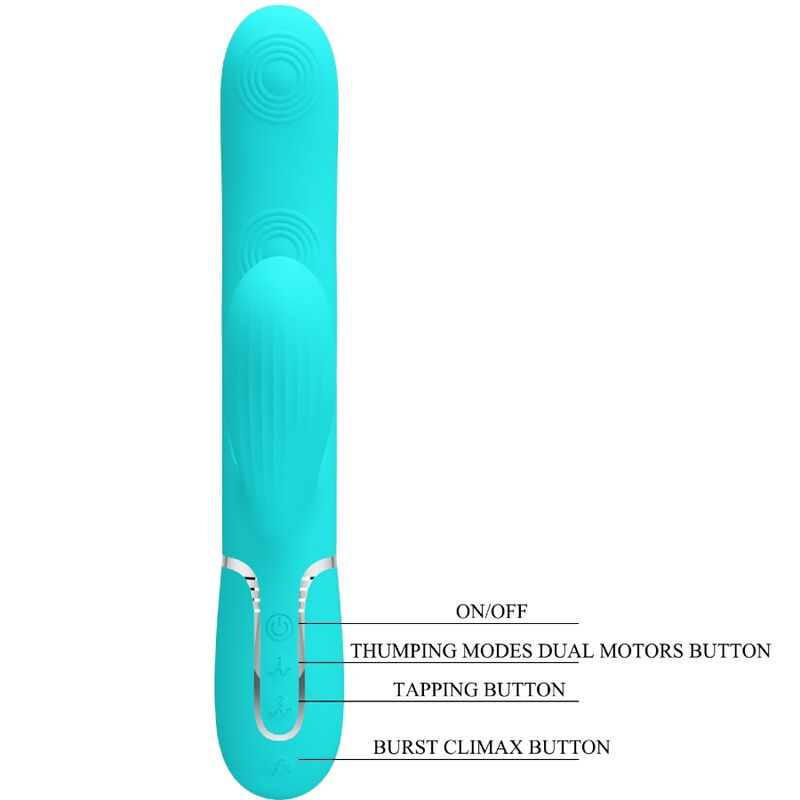 PRETTY LOVE - PERLITA MULTIFUNCTION 3 IN 1 G - SPOT VIBRATOR AQUA GREEN - Kink&Play