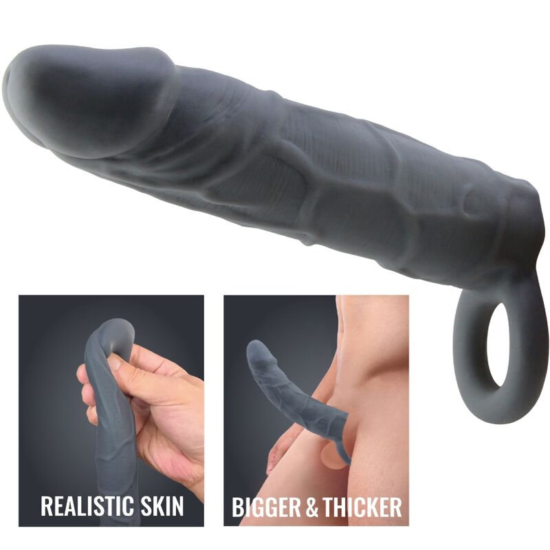PRETTY LOVE - REALISTIC SKIN PENIS SLEEVE DARK GREY - Kink&Play