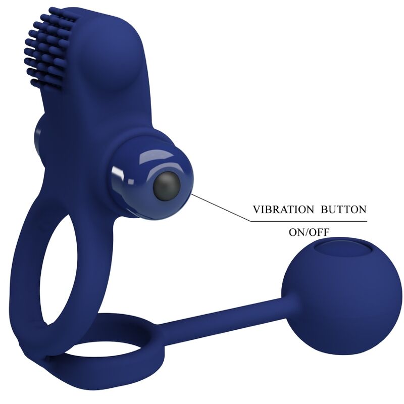 PRETTY LOVE - REMINGTON DOUBLE VIBRATING RING WITH PLUG BLUE - Kink&Play