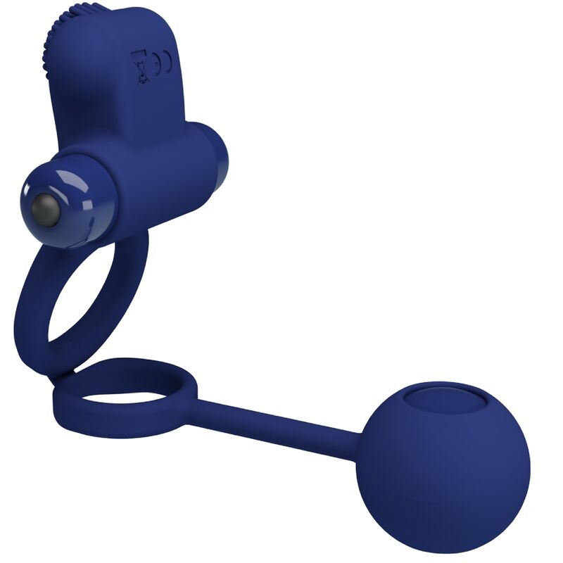 PRETTY LOVE - REMINGTON DOUBLE VIBRATING RING WITH PLUG BLUE - Kink&Play