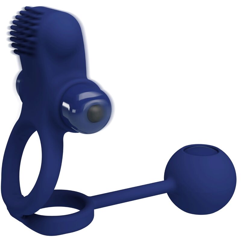 PRETTY LOVE - REMINGTON DOUBLE VIBRATING RING WITH PLUG BLUE - Kink&Play