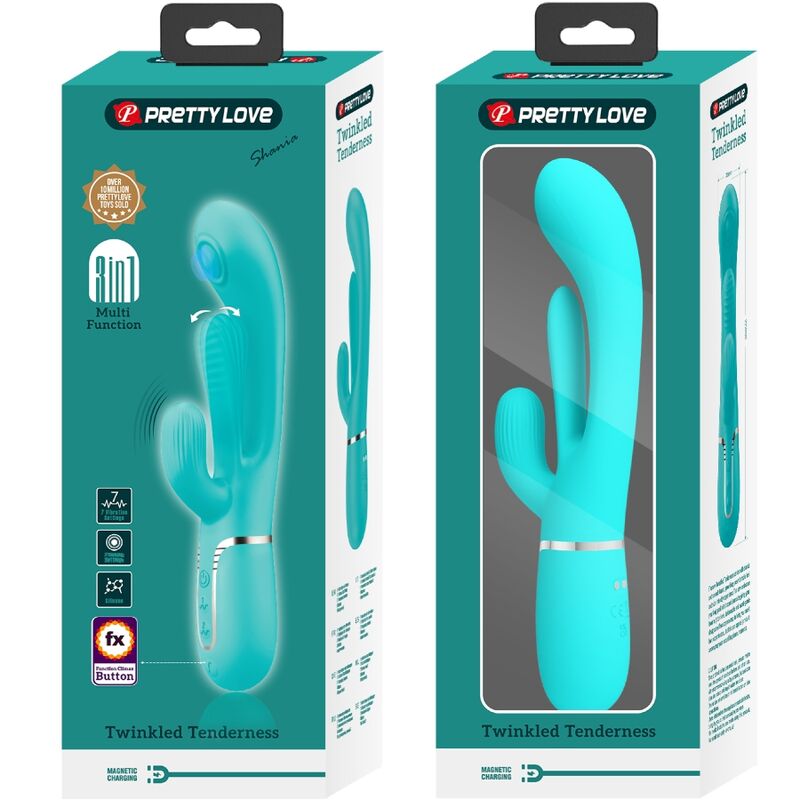 PRETTY LOVE - SHANIA TRIPLE RABBIT MULTIFUNCTION VIBRATOR 3 IN 1 BLUE - Kink&Play