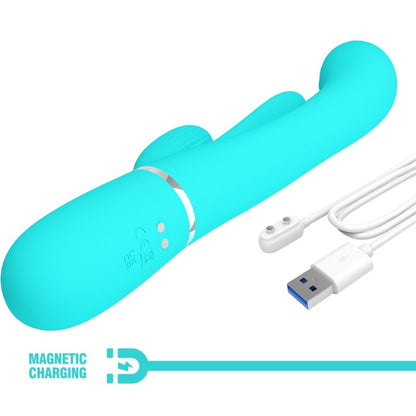 PRETTY LOVE - SHANIA TRIPLE RABBIT MULTIFUNCTION VIBRATOR 3 IN 1 BLUE - Kink&Play
