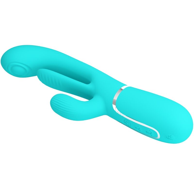 PRETTY LOVE - SHANIA TRIPLE RABBIT MULTIFUNCTION VIBRATOR 3 IN 1 BLUE - Kink&Play