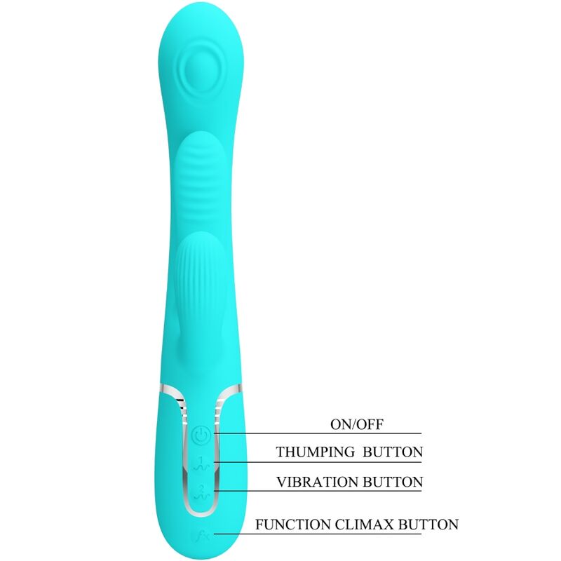 PRETTY LOVE - SHANIA TRIPLE RABBIT MULTIFUNCTION VIBRATOR 3 IN 1 BLUE - Kink&Play