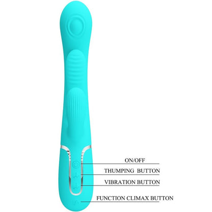 PRETTY LOVE - SHANIA TRIPLE RABBIT MULTIFUNCTION VIBRATOR 3 IN 1 BLUE - Kink&Play