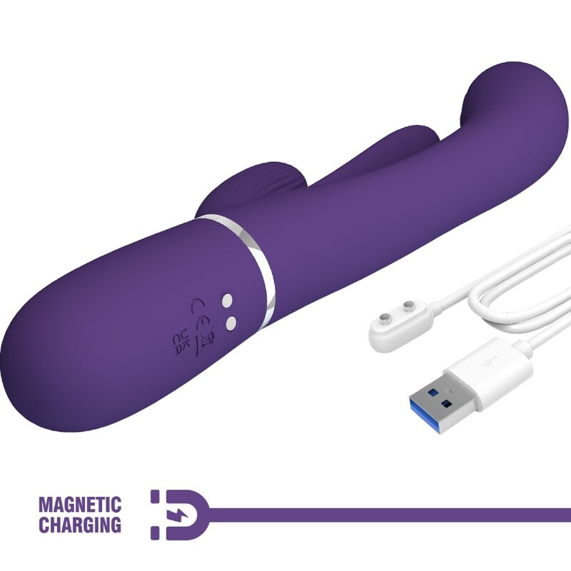 PRETTY LOVE - SHANIA TRIPLE RABBIT VIBRATOR MULTIFUNCTION PURPLE - Kink&Play
