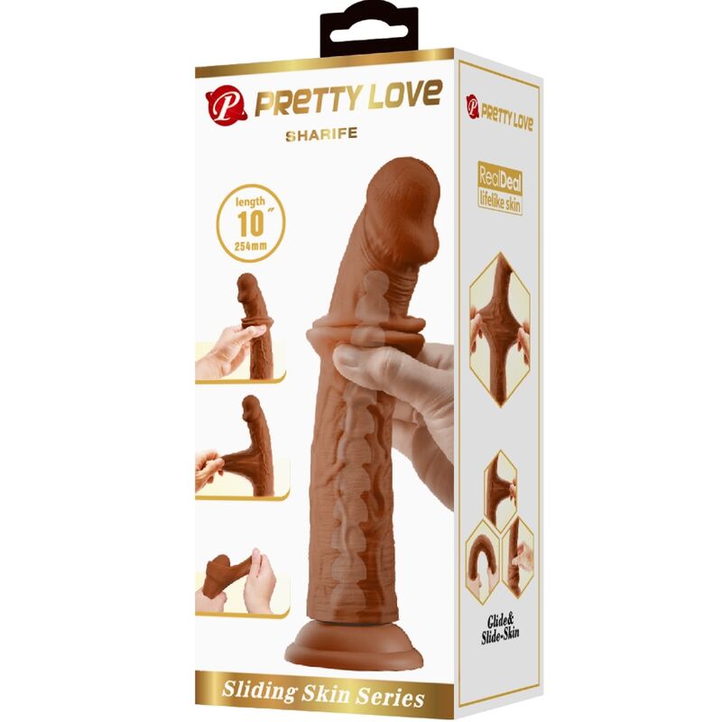 PRETTY LOVE - SHARIFE REALISTIC DILDO 25 CM BROWN - Kink&Play