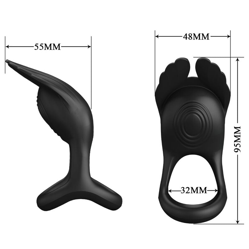 PRETTY LOVE - SILAS VIBRANT PENIS RING 7 VIBRATIONS BLACK SILICONE - Kink&Play
