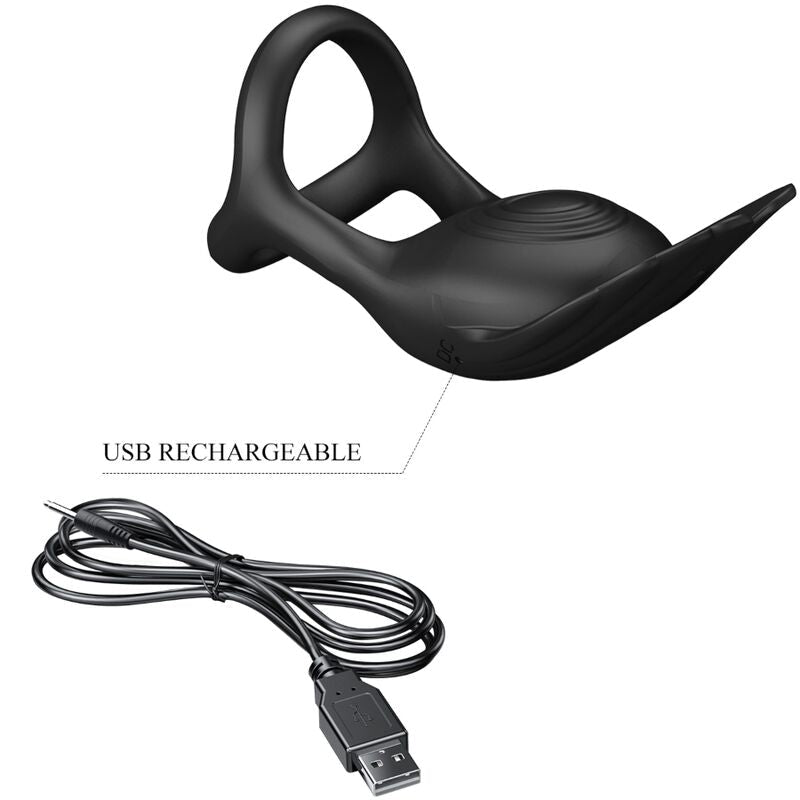 PRETTY LOVE - SILAS VIBRANT PENIS RING 7 VIBRATIONS BLACK SILICONE - Kink&Play