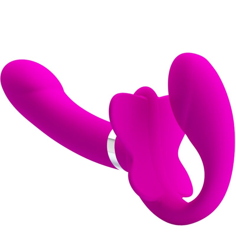 PRETTY LOVE - VALERIE DOUBLE STRAP - ON VIBRATOR 12 VIBRATIONS PURPLE - Kink&Play