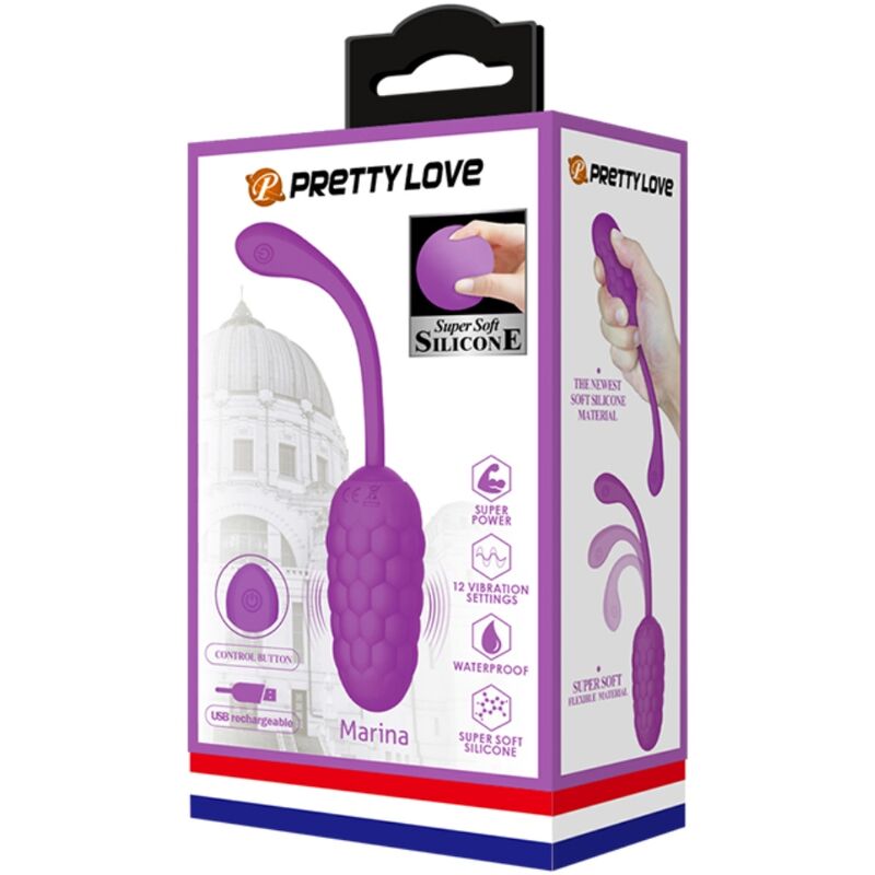 PRETTY LOVE - VIBRATING EGG WITH PURPLE RECHARGEABLE MARINE TEXTURE - Kink&Play
