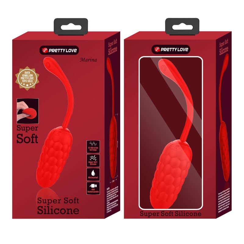 PRETTY LOVE - VIBRATING EGG WITH RED RECHARGEABLE MARINE TEXTURE - Kink&Play