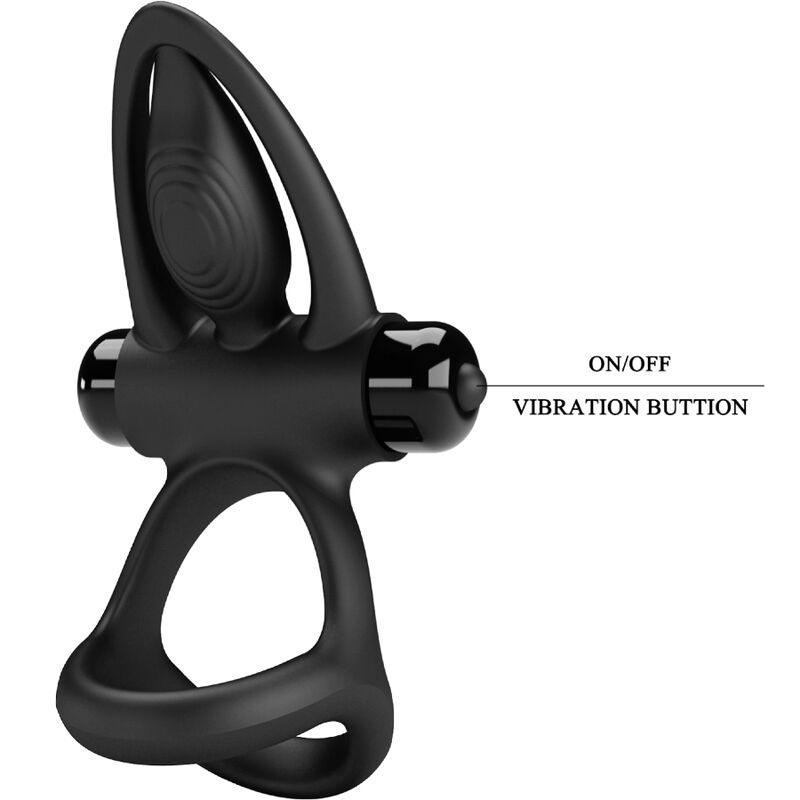 PRETTY LOVE - VIBRATING RING 10 VIBRATIONS BLACK SILICONE - Kink&Play