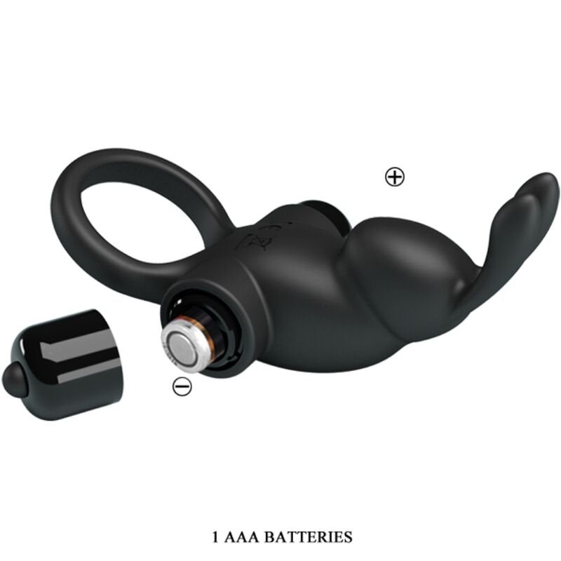 PRETTY LOVE - VIBRATING RING + RABBIT CLITORIS STIMULATOR 10 VIBRATIONS BLACK - Kink&Play