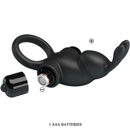 PRETTY LOVE - VIBRATING RING + RABBIT CLITORIS STIMULATOR 10 VIBRATIONS BLACK - Kink&Play
