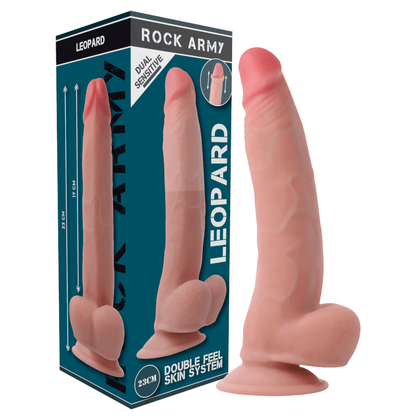 ROCKARMY - HARNESS + DUAL DENSITY LEOPARD 23 CM - O - 4.77 CM - Kink&Play