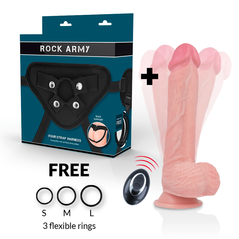 ROCKARMY - HARNESS + LIQUID SILICONE VIBRATOR PREMIUM APACHE REMOTE CONTROL 20.5 CM - O - 4.62 CM - Kink&Play