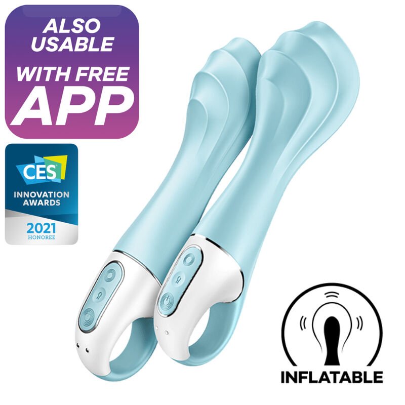 SATISFYER - AIR PUMP VIBRATOR 5+ INFLATABLE G - SPOT VIBRATOR APP BLUE - Kink&Play
