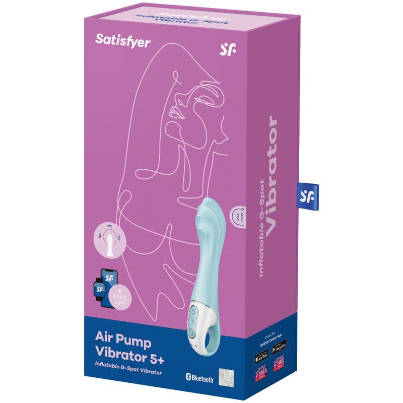 SATISFYER - AIR PUMP VIBRATOR 5+ INFLATABLE G - SPOT VIBRATOR APP BLUE - Kink&Play